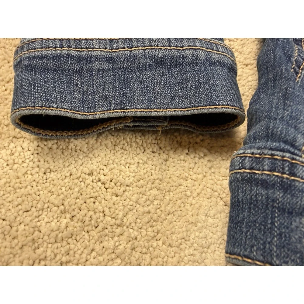 ABERCROMBIE Girls Size 9/10 Hooded Lined Blue Denim Trucker Jean Jacket #1522